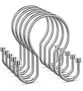 Goowin Shower Curtain Hooks, Simple Shower Curtain Rings, Sturdy Double Hook Shower Curtain Hooks...