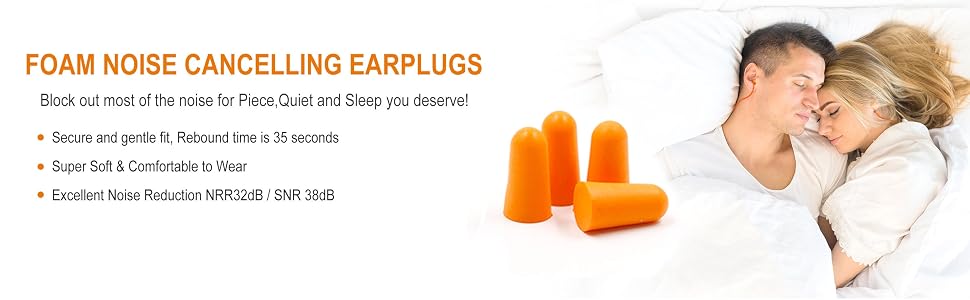 Foam Noise Cancelling Ear Plugs are Super Soft, Comfortable to Wear. Block out most of the noise.
