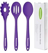 Silicone Cooking Spoons, Heat Resistant Large Silicone Pasta Slotted Spoon Solid Basting Spoon se...