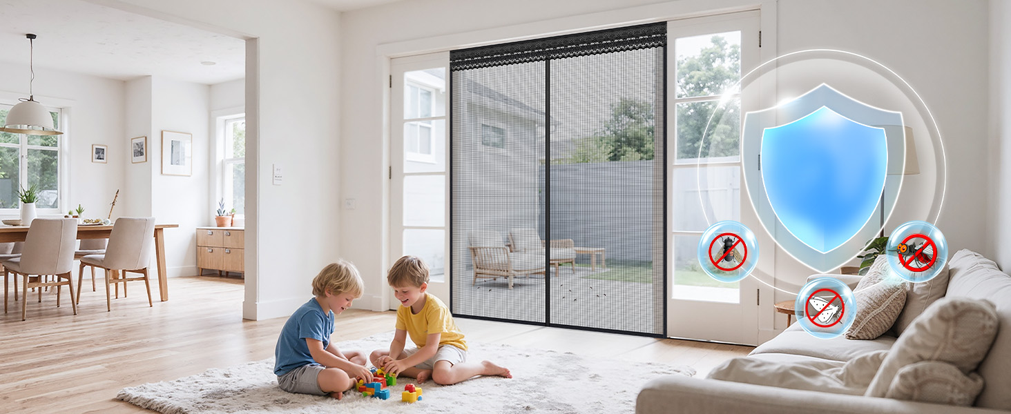 mesh door screen for 72x80 inch sliding doors