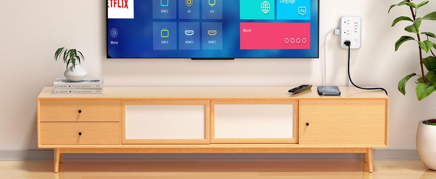 Flat Extension Cord Outlets Extender Flat Plug Power Strip surge protector with multiple usb ports