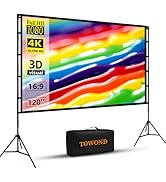 Projector Screen and Stand, Towond 120 inch Portable Projector Screen Indoor Outdoor Movie Screen...
