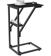 NEFROM C-Shaped End Table, Small Side Table for Couch, Sofa TV Tray Table for Living Room, Bedroo...