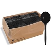 [1000 Pack] Disposable Plastic Soup Spoons-Party Dimensions Bulk Black Disposable Silverware Plas...