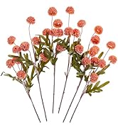 SITUMEIZI Faux Silk Pompon Mum Orange Artificial Flowers Fake Mini Chrysanthemum Flowers Mums 6Pc...