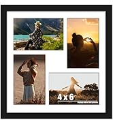 DUENPY 12x12 Picture Frame, 4x6 Collage Picture Frame, Displays Four 4x6 inch Photos, or 12x12 (W...