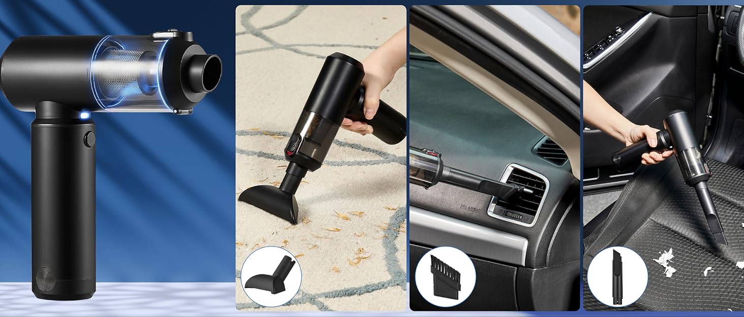 Vacuum Air Duster 78000RPM Handheld Car Vacuum Cordless 4-in-1 Air Blower &amp;amp; Pump