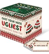 CINSOEN Christmas Ugly Sweater Contest Ballot Card Box, Voting Cards Box Set with 50 Ballot Votin...