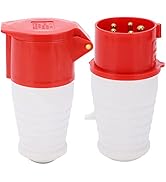 16A 5Pin Industrial Plug Coupler, 3 Phase IP44 Waterproof Industrial Socket, 220-380V/240-415V El...