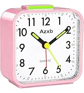 Azxb Analog Alarm Clock, Silent No Ticking Battery Operated Travel Alarm Clock with Night Light, ...