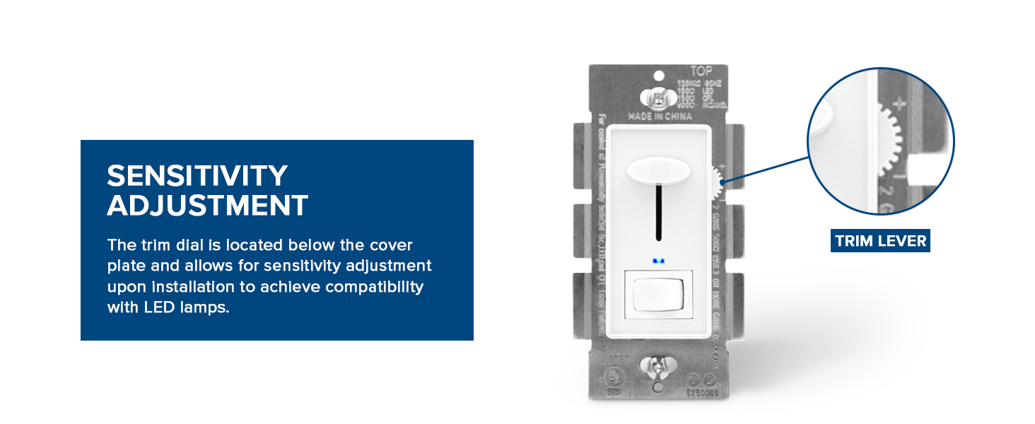 Sensitivity Adjustment dimmer, light switch, dimmable, with light
