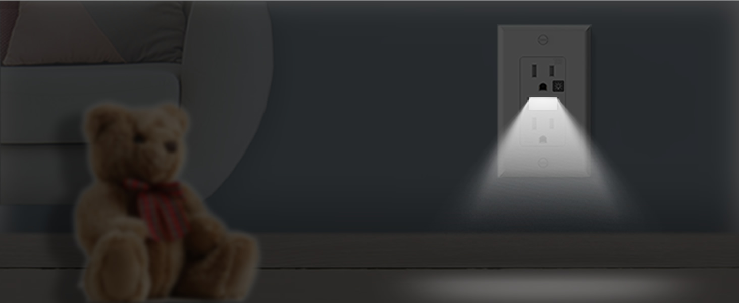 Receptacle Outlet with Night Light,Tamper-Resistant,15A,2 Pole,Standard Electrical Outlets