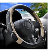 Zpana Car Steering Wheel Cover, 15 Inch Carbon Fiber Leather Non-Slip Steering Wheel Protector wi...