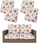 Smiry Waterproof Patio Cushion Covers, Stretch Outdoor Couch Slipcovers Replacement Washable Furn...