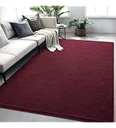 FALARK Red Rugs for Bedroom Living Room, 4x6 ft Burgundy Area Rug, Washable Memory Foam Indoor Ca...