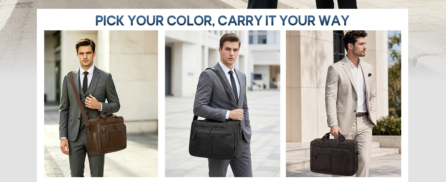 Multi-Carry Men&amp;#39;s Laptop Briefcase in Premium Styles