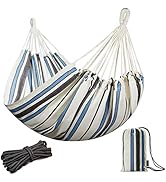 JoyView Brazilian Double Hammock with Hanging Ropes Extra Large 86.6x59” Portable Cotton Hammock ...