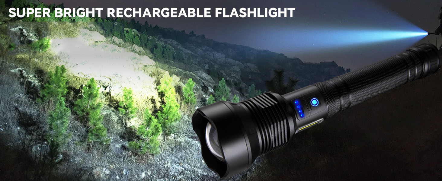 Flashlights High Lumens LED Rechargeable Super Bright Flashlight High Power USB Flash Light