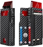 RUNBOX Wallet for Men 9-13 Cards RFID Blocking Aluminum Pop Up Card Holder with ID Window &amp; Stret...