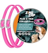 ZingZap Flea &amp; Tick Collar 2-Pack Pink, Protects from Biting Insects, Adjustable Fits Both Dogs &amp;...