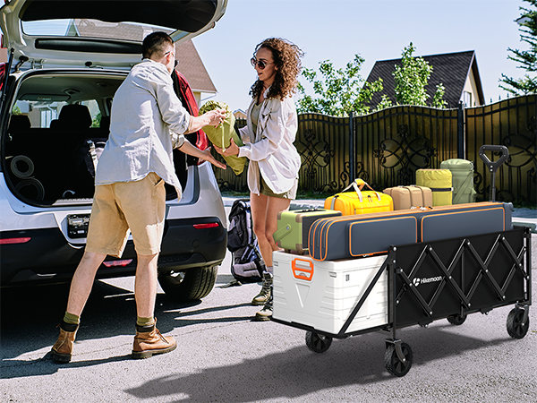 Hikemoon utility grocery collapsible wagon cart for transport