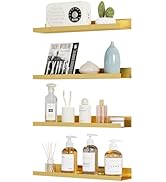 STARLATTA Floating Shelves for Wall Storage, Set of 4 Hanging Shelves for Living Room/Kitchen/Bed...
