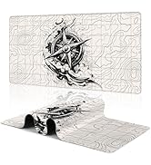 Mouse Pad White Topographic Map Compass Desk Mat XL Mousepad Large Gaming Desk Pad for Keyboard a...