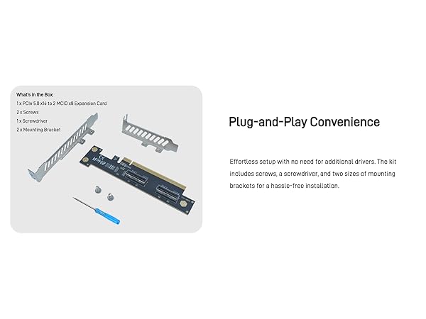 LetLinkSo Gen5 PCIe 5.0 x16 to 2 MCIO x8 8i U.2 Connector NVMe SSD Adapter Card