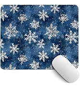 PaJiaNi Navy Blue Winter Snowflakes Mouse Pad,Xmas Office Decor,Small Christmas Desk Mat,Winter C...