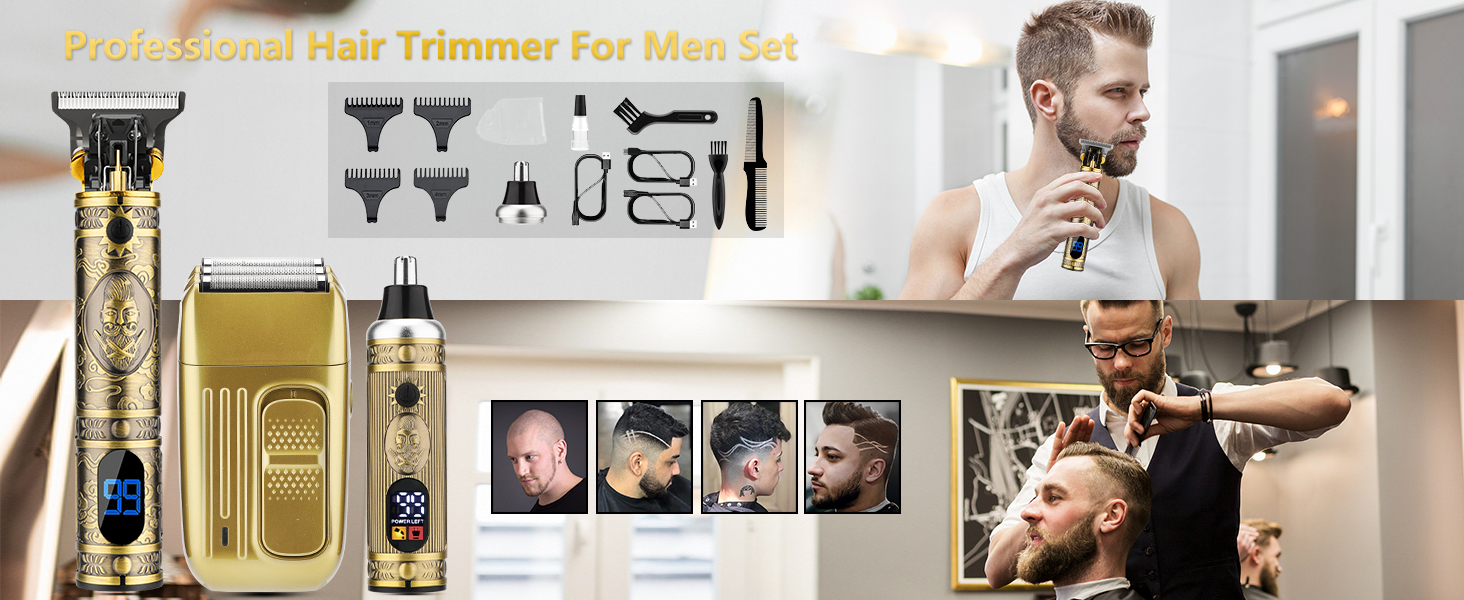 Hair Trimmer for Men Hair Clippers for Men Nose Hair Trimmer Shaver Cordless Barber Clippers