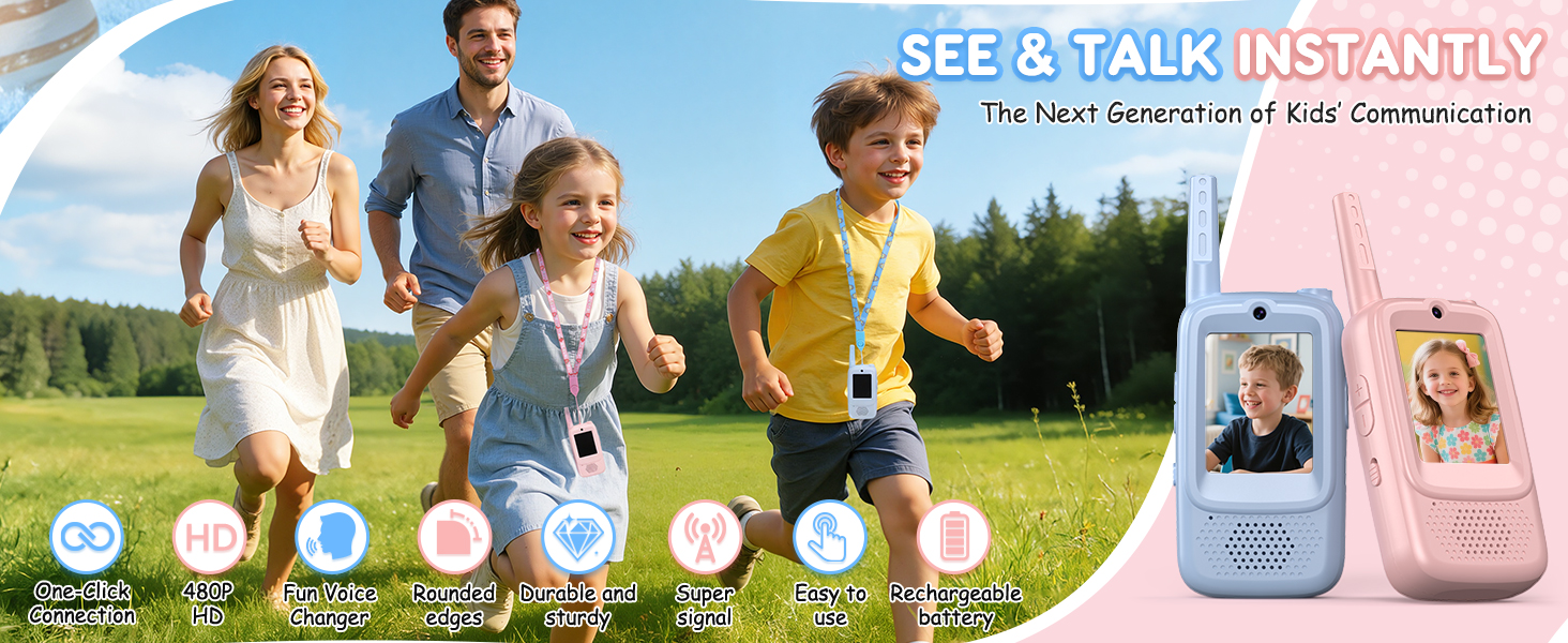 Fun Outdoor Toy for Kids - Multifunctional Video Walkie Talkies for Kids