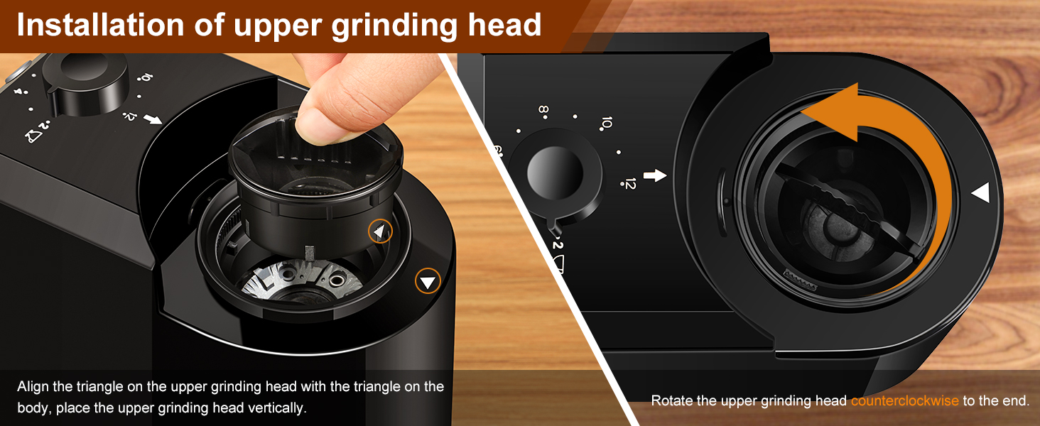 Instllation of upper grinding head