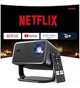 [Officially-Licensed APP &amp; Native 1080P] Smart Projector with 4K Support, Compatible with Netflix...