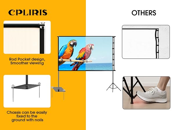 Outdoor Projector Screen with Stand 120 inch for Home Theater and Backyard Movie Night