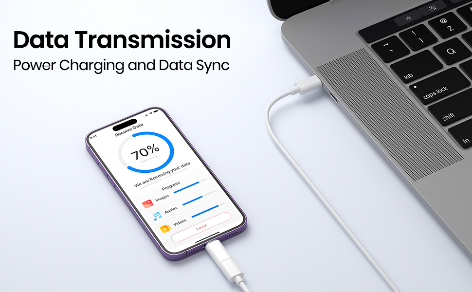 Fast Charging &amp;amp; Data Sync, Lightning to USB Type C Cable Adapter for iPhone 14