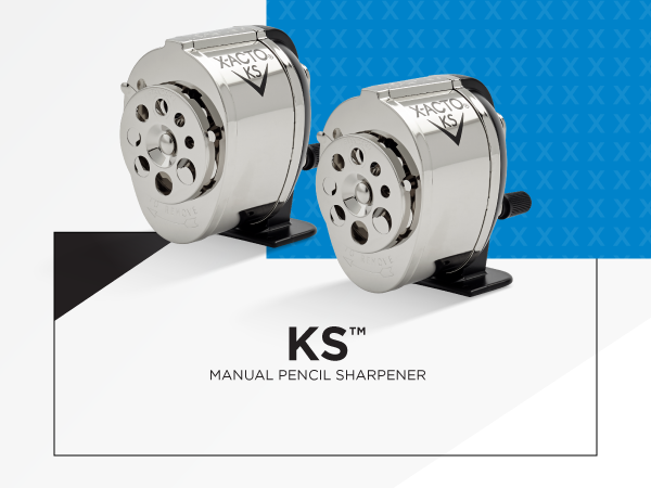 KS manual pencil sharpener silver hand crank metal classic teacher student classroom essential lasts
