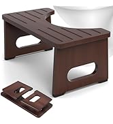 Foldable Toilet Stool, 7 Inch Poop Stool for Bathroom, Bamboo Toilet Stool Squat Adults, Dual Ant...