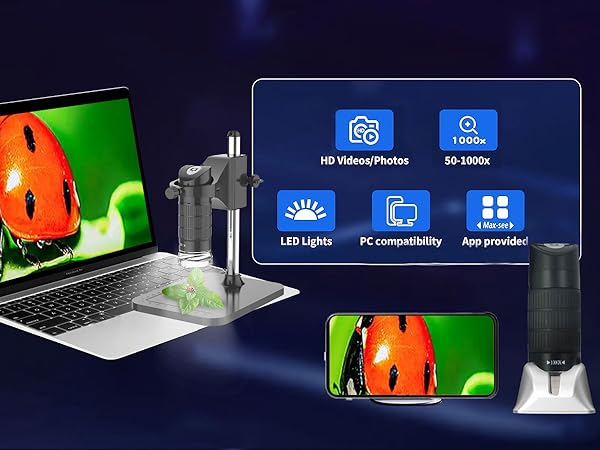 Digital Microscope, Skybasic 50X-1000X Magnification Portable Handheld Microscopes with