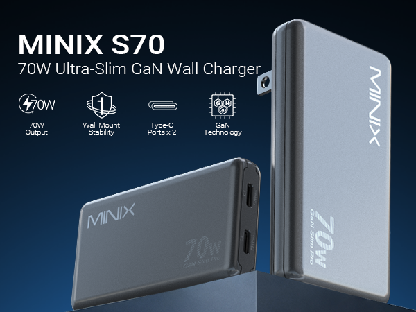 MINIX S70 70W Flat Wall Charger