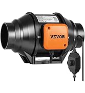 VEVOR Inline Duct Fan, 4-Inch 200 CFM with Variable Speed Controller, Quiet AC-Motor Ventilation ...