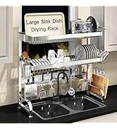 3 Tier Extra Large Stainless Steel Expandable Over The Sink Dish Drainer Drying Rack, Rust Proof ...