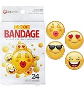 BioSwiss Bandages, Emoji Shaped Self Adhesive Bandage, Latex Free Sterile Wound Care, Fun First A...