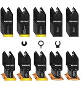 AMZWEI 50PCS Titanium Oscillating Tool Blades, Curved Edge Oscillating Saw Blades for Metal, Wood...