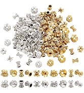 PH PandaHall 120pcs 10 Styles Metal Spacer Beads Tibetan End Beads Flower Craft Beads Silver Gold...