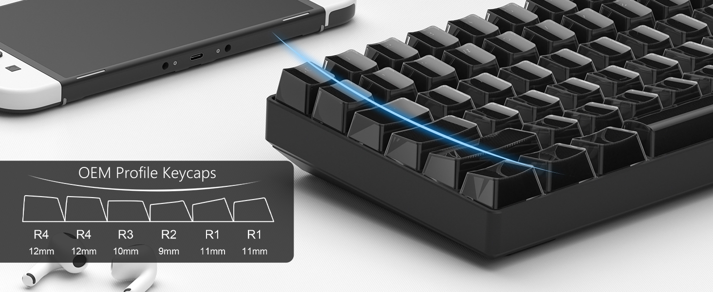 PBT Keycaps, Shine Through Keycaps Black 60 65 75 100 Percent, Crystal Jelly Translucent Key caps