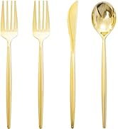 Rubtlamp 90Pcs Gold Plastic Silverware, Gold Plastic Utensils, Plastic Cutlery Include 30 Plastic...