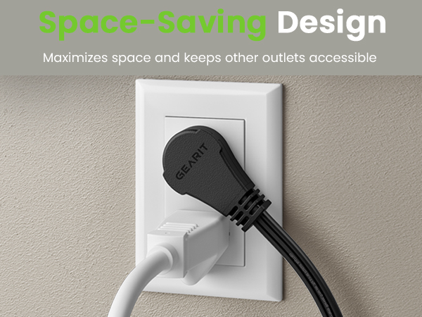 space-saving design maximizes space and keeps other outlets accessibile