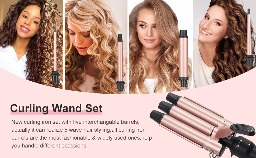 3 barrel curling iron hair crimper