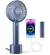 HandFan Portable Handheld Fan with Portable Charger, Rechargeable Personal Fan with Charging Base...
