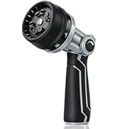 RAINPOINT Full-Metal Garden Hose Nozzle, Heavy Duty Water Hose Nozzle Sprayer With 10 Adjustable ...